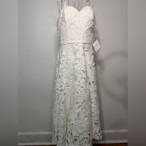 Sorayan Gorgeous Bright White Lace Sleeveless Wedding Dress. Sz L. NWT.
